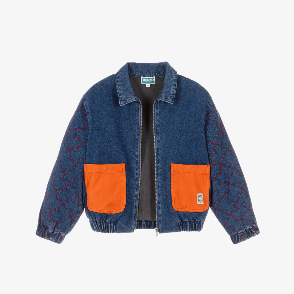 KENZO KIDS-Boys Blue Denim Bomber Jacket | Childrensalon
