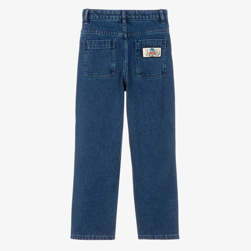 KENZO KIDS-Boys Blue Denim Puzzle Embroidery Jeans | Childrensalon