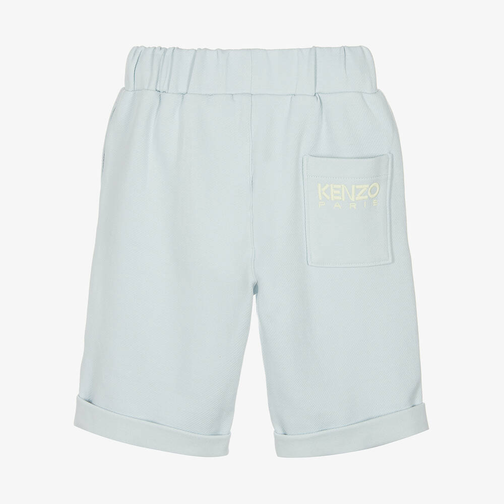 KENZO KIDS-Boys Blue Jersey Twill Logo Shorts | Childrensalon