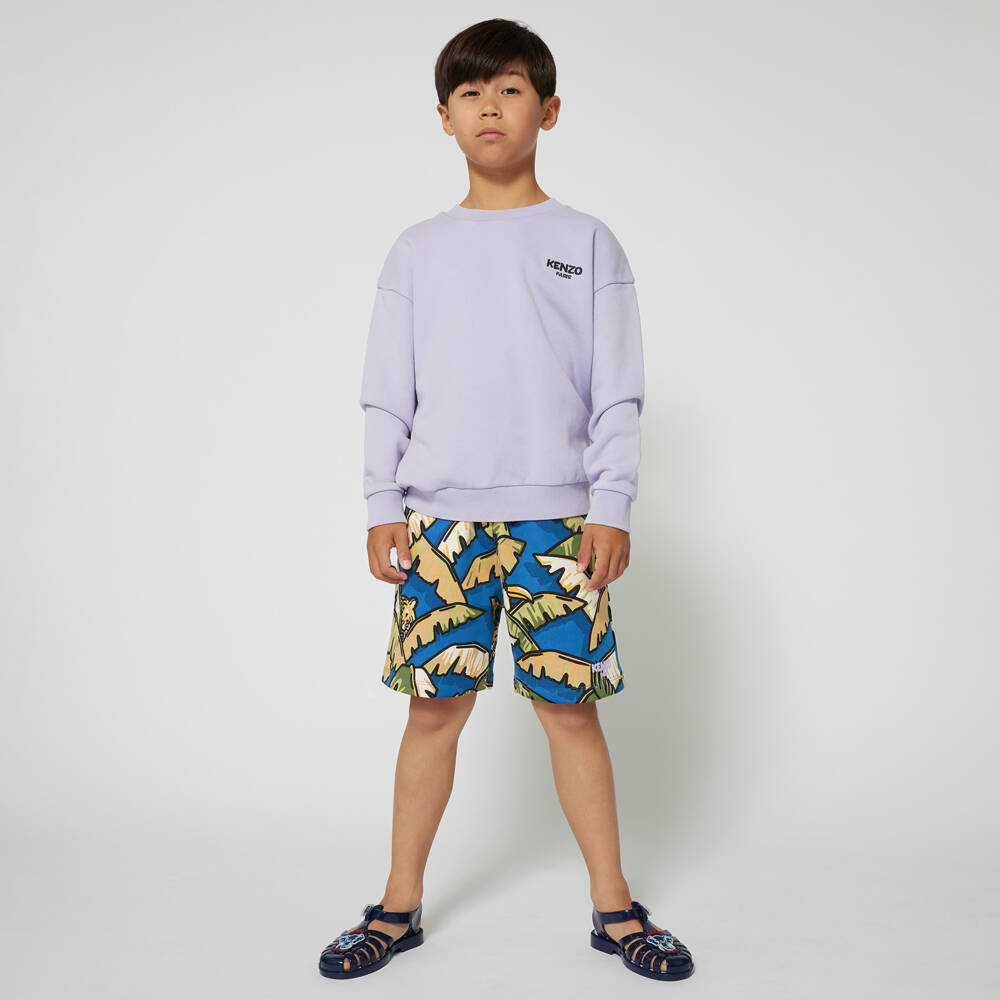 KENZO KIDS-Boys Blue Jungle Print Swim Shorts | Childrensalon
