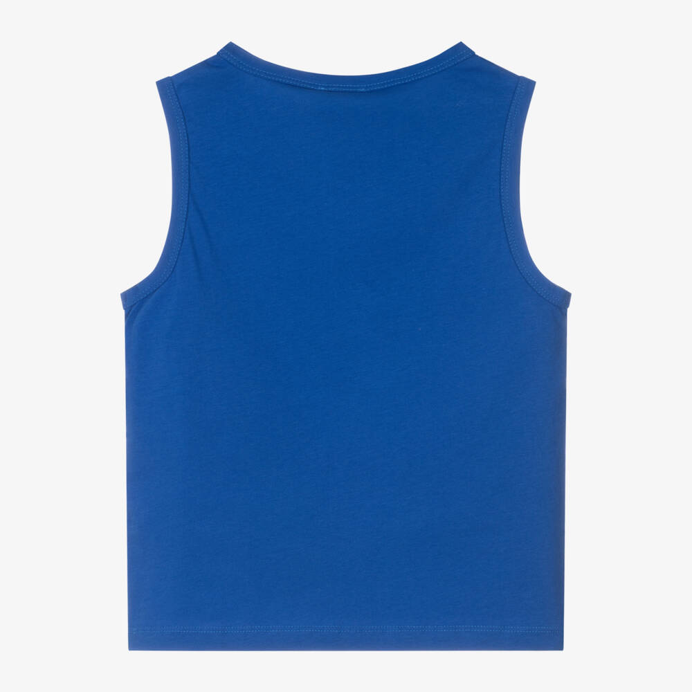 KENZO KIDS-Boys Blue Organic Cotton Sleeveless Top | Childrensalon