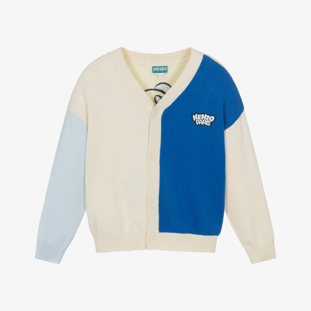 KENZO KIDS-Boys Colourblock Cotton Cardigan with Vintage Ice Cream Logo | Childrensalon
