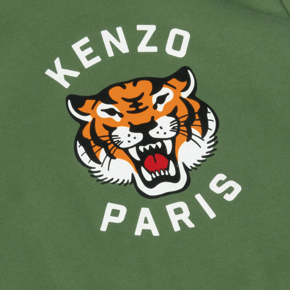 KENZO KIDS-Boys Green Cotton Zip-Up Hoodie | Childrensalon