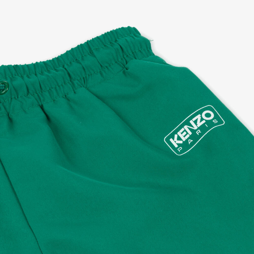 KENZO KIDS-Boys Green Kenzo Paris Swim Shorts | Childrensalon