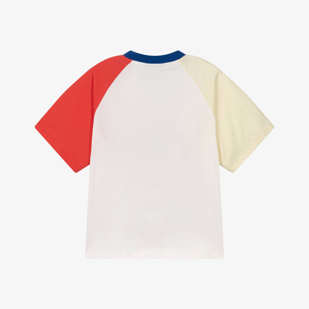 KENZO KIDS-Boys Ivory Cotton Bubble Tiger T-Shirt with Contrast Sleeves | Childrensalon