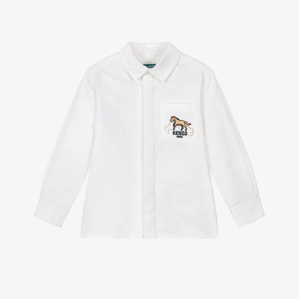 KENZO KIDS-Boys Ivory Cotton Lunar New Year Shirt | Childrensalon