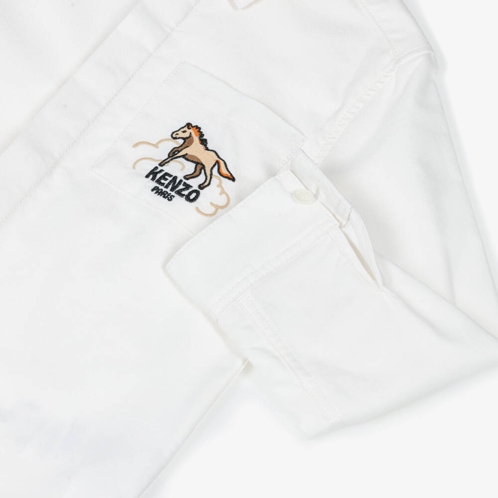 KENZO KIDS-قميص قطن لون عاجي للأولاد | Childrensalon