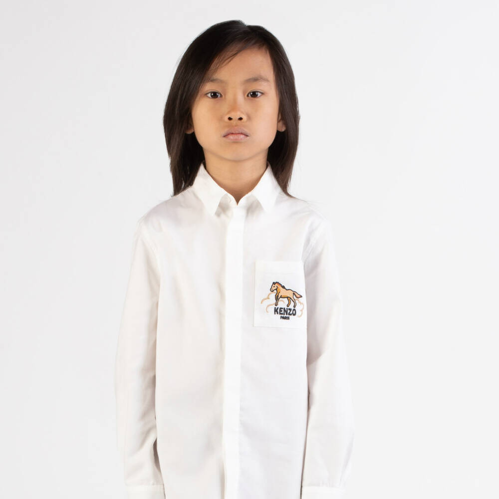 KENZO KIDS-Boys Ivory Cotton Lunar New Year Shirt | Childrensalon