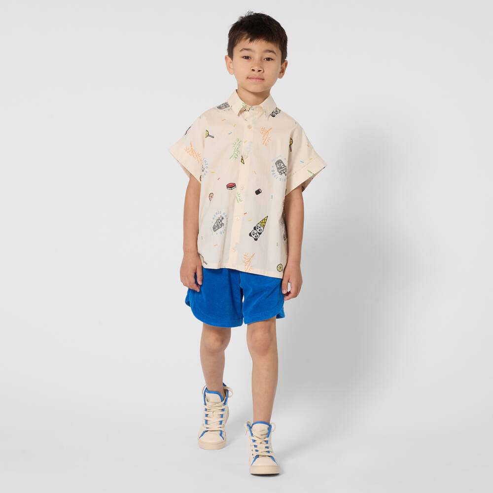 KENZO KIDS-قميص بطبعة آيس كريم وحلويات قطن لون عاجي للأولاد | Childrensalon
