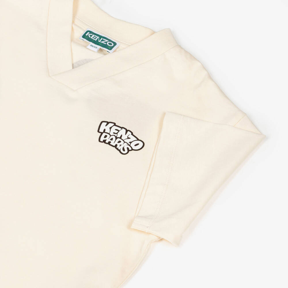 KENZO KIDS-Boys Ivory Cotton Vintage Panda Ice Cream Logo T-Shirt | Childrensalon