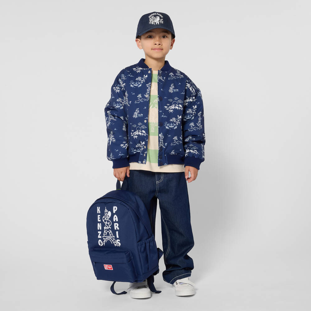 KENZO KIDS-Boys Ivory & Green Stripe Cotton T-Shirt with Tiger Embroidery | Childrensalon