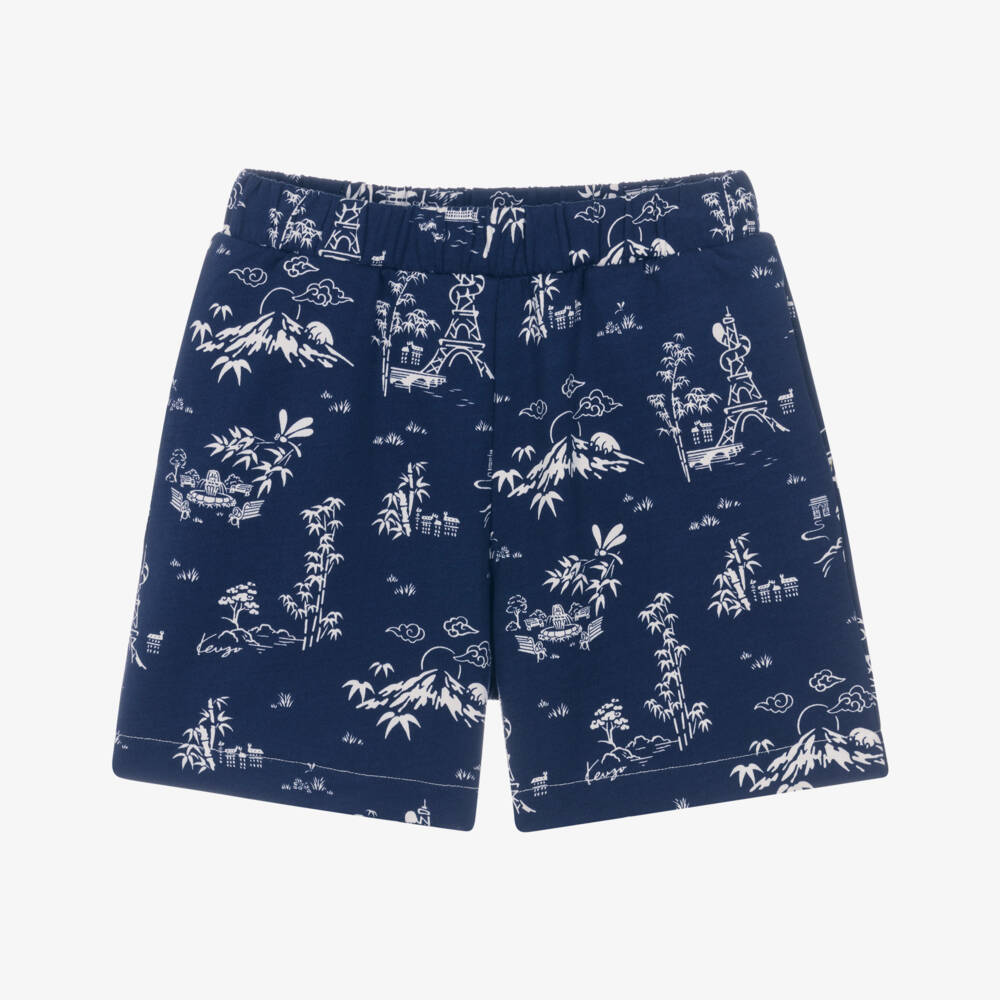 KENZO KIDS-Boys Navy Blue Cotton Garden Shorts | Childrensalon