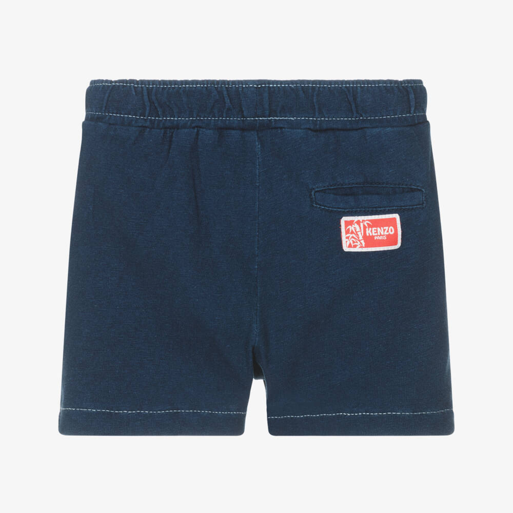 KENZO KIDS-Boys Navy Blue Cotton Jersey Shorts with Contrast Stitching | Childrensalon