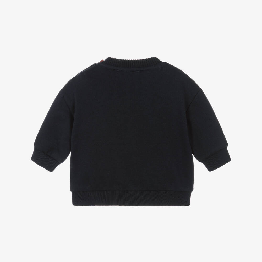 KENZO KIDS-Boys Navy Blue Cotton Sweatshirt with Baby Tiger Motif | Childrensalon