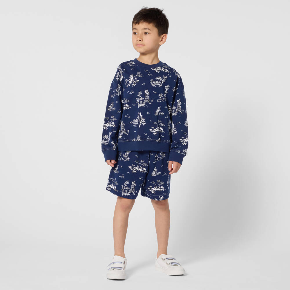 KENZO KIDS-Синий свитшот для мальчиков с садовым принтом | Childrensalon