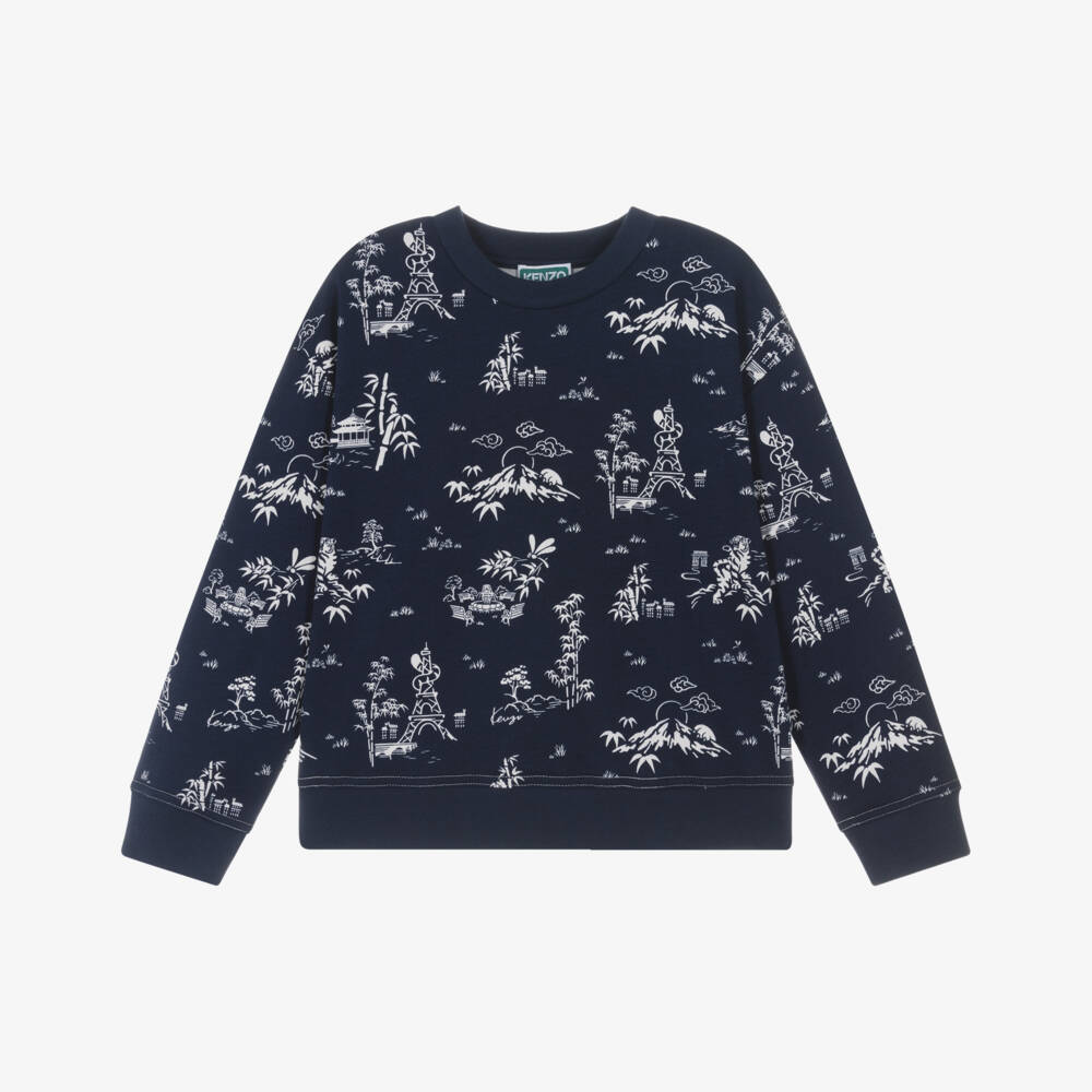 KENZO KIDS-Boys Navy Blue Garden Sweatshirt  | Childrensalon