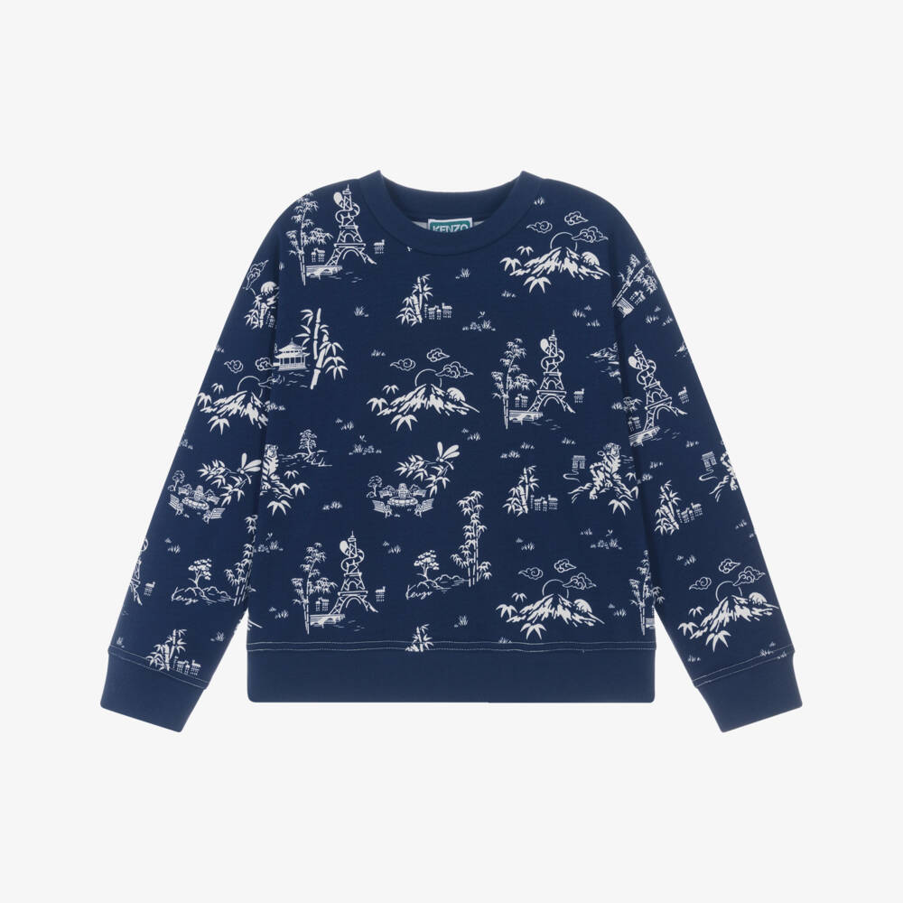 KENZO KIDS-Boys Navy Blue Garden Sweatshirt  | Childrensalon