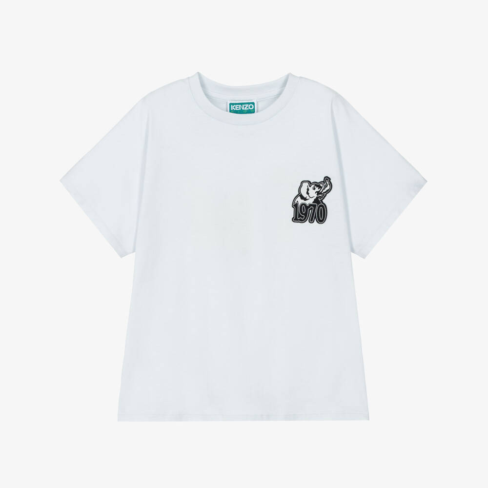 KENZO KIDS-Boys Pale Blue 1970 Logo Cotton T-shirt | Childrensalon