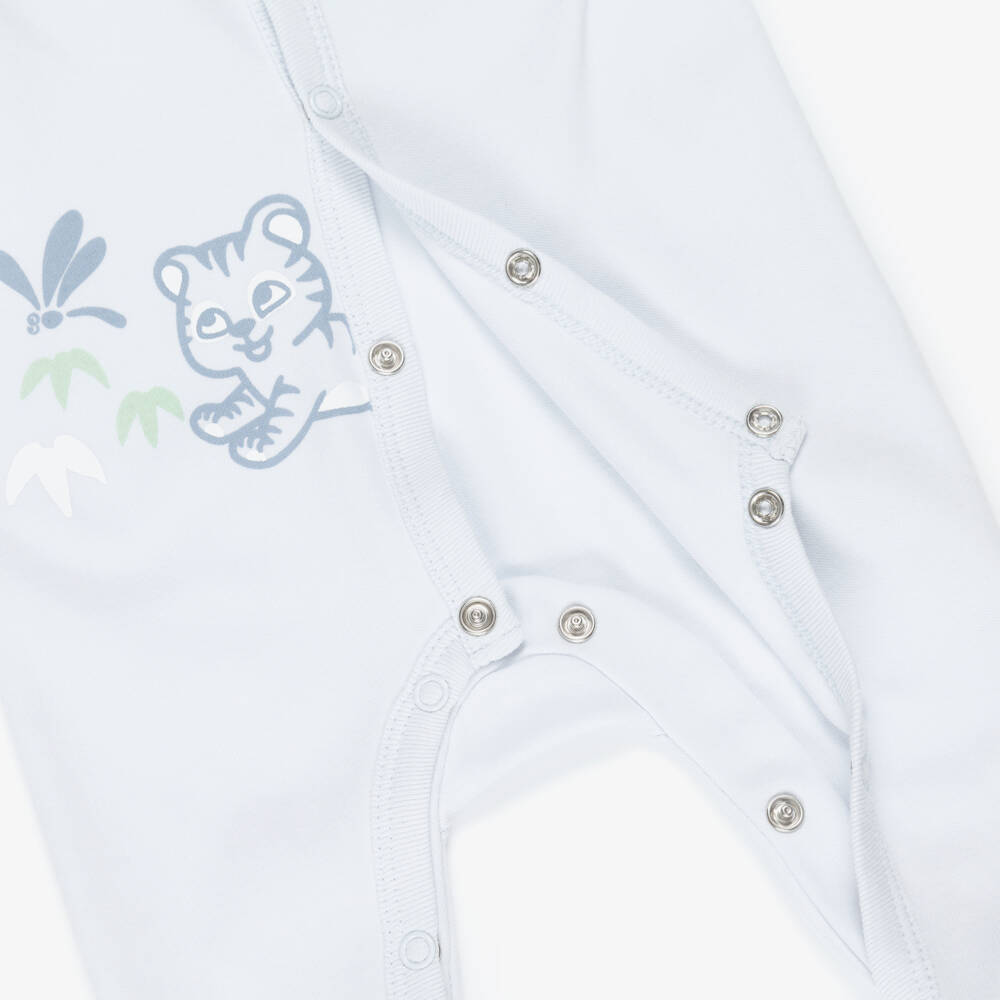 KENZO KIDS-Boys Pale Blue Babysuit Set with Baby Tiger Print | Childrensalon