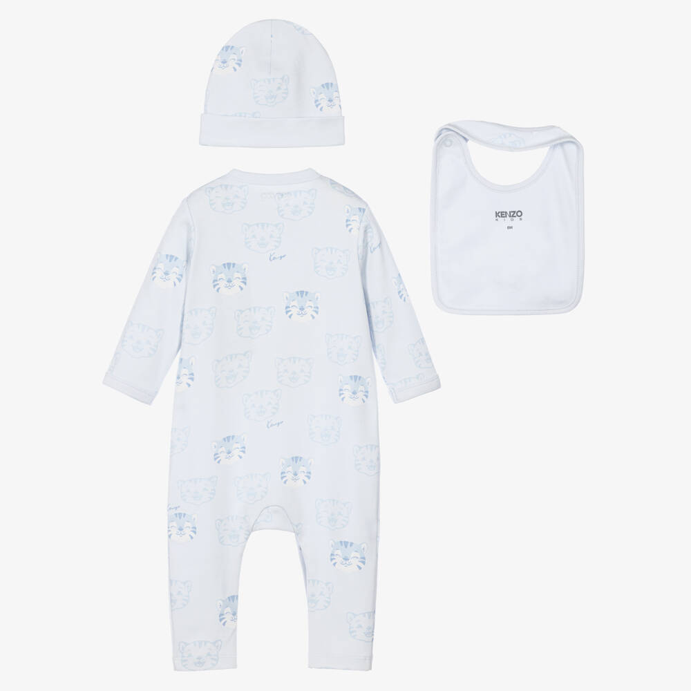 KENZO KIDS-Boys Pale Blue Cotton Tiger Cub Babysuit Set | Childrensalon