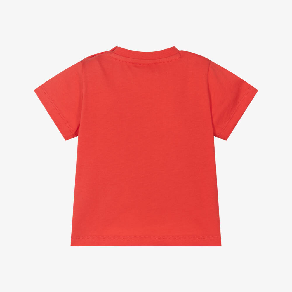 KENZO KIDS-Boys Red Cotton Mountain Logo Print T-Shirt | Childrensalon