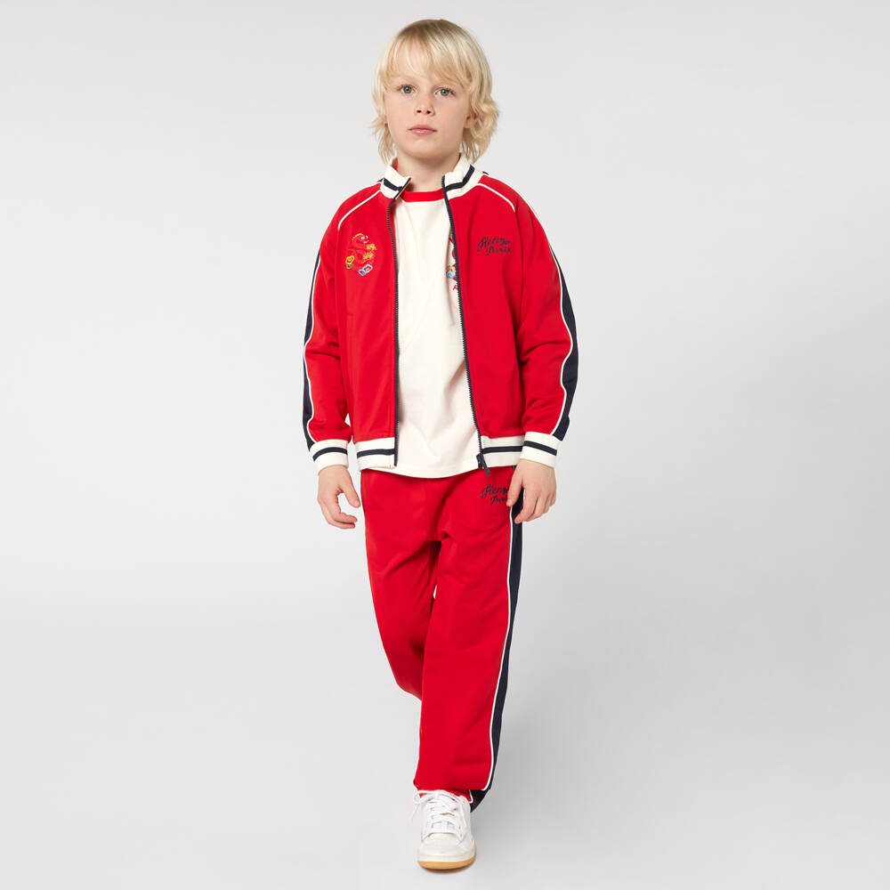 KENZO KIDS-Boys Red Jersey Snake Joggers | Childrensalon