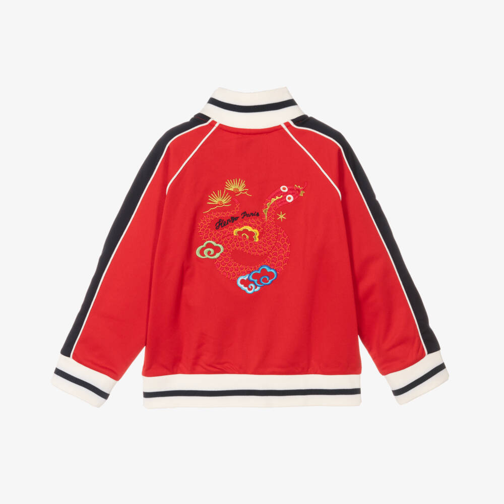 KENZO KIDS-Boys Red Jersey Snake Zip-Up Top | Childrensalon
