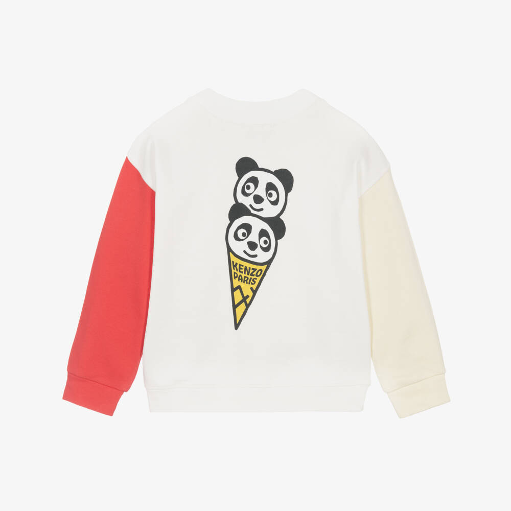 KENZO KIDS-Boys White Cotton Colourblock V-Neck Cardigan | Childrensalon