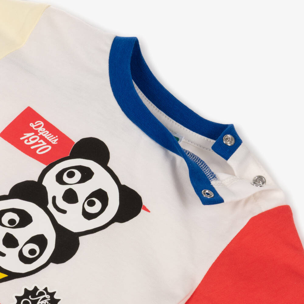 KENZO KIDS-Boys White Cotton Panda Ice Cream Print T-Shirt | Childrensalon