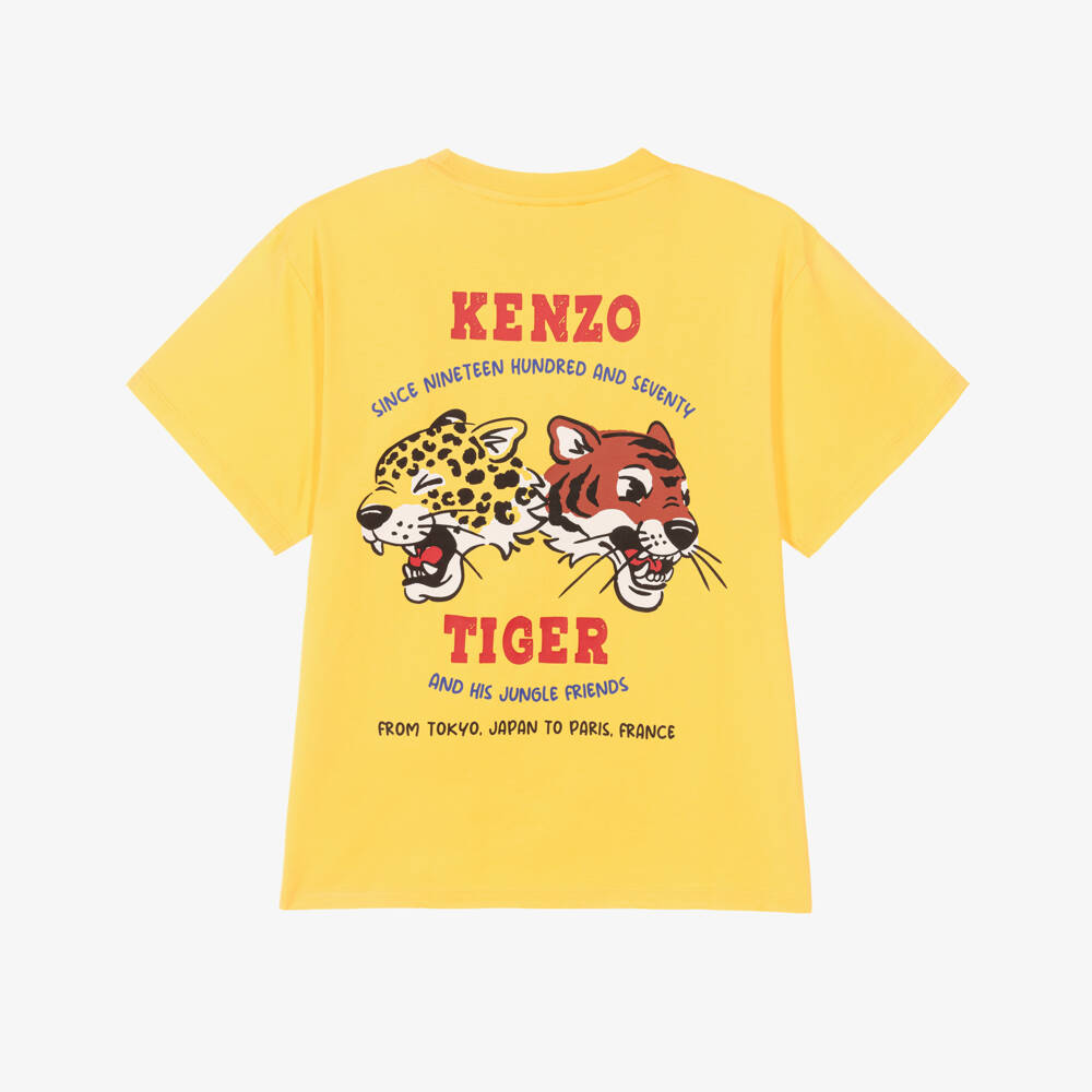 KENZO KIDS-Boys Yellow Tiger & Friend Cotton T-Shirt | Childrensalon