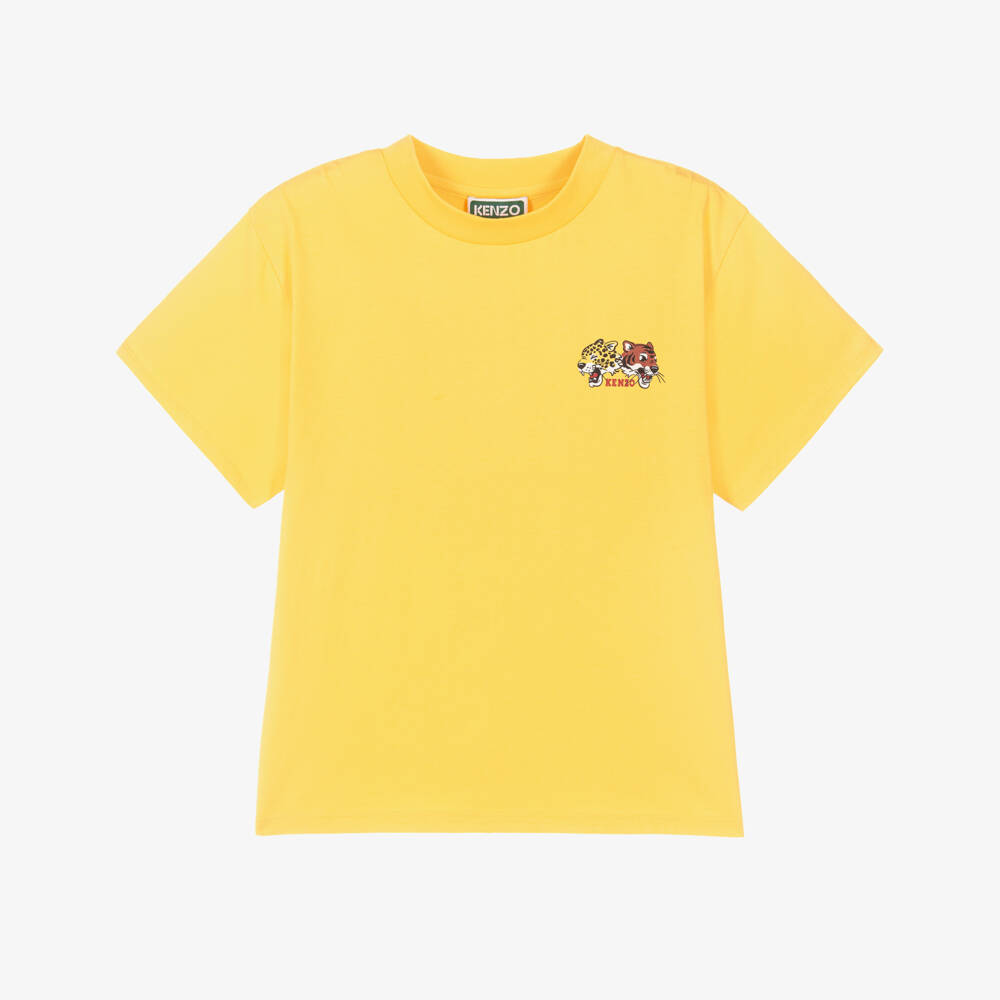 KENZO KIDS-Boys Yellow Tiger & Friend Cotton T-Shirt | Childrensalon