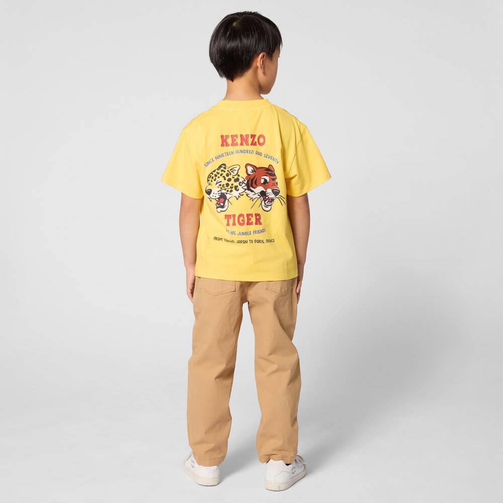 KENZO KIDS-تيشيرت قطن بطبعة النمر لون أصفر للأولاد | Childrensalon