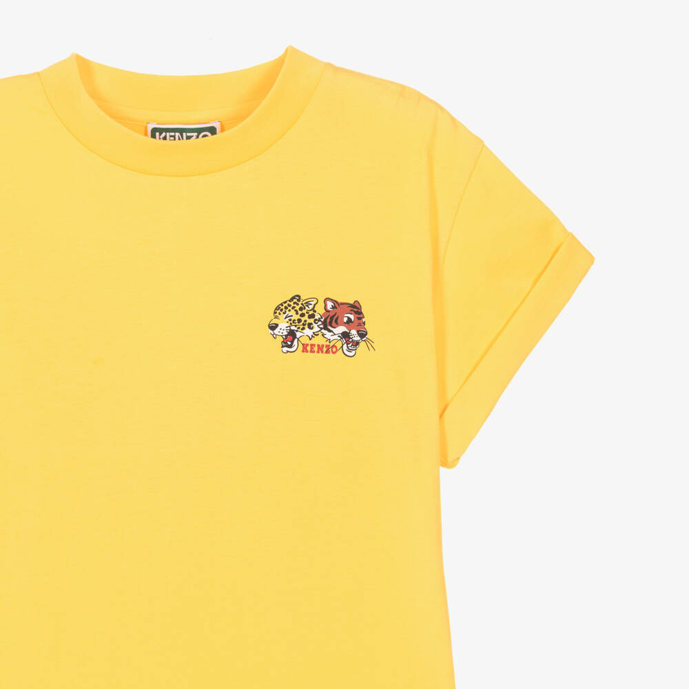 KENZO KIDS-Boys Yellow Tiger & Friend Cotton T-Shirt | Childrensalon