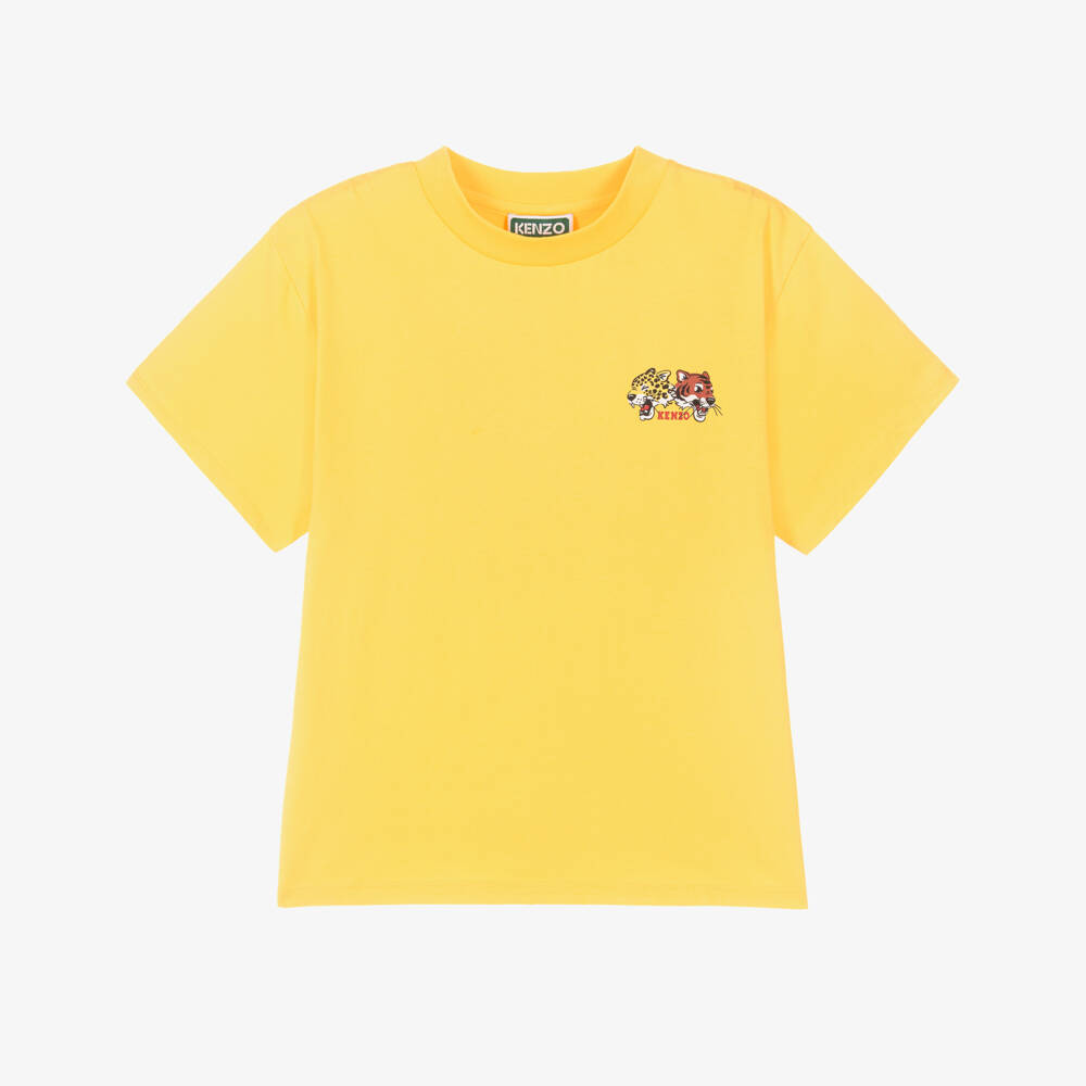 KENZO KIDS-Boys Yellow Tiger & Friend Cotton T-Shirt | Childrensalon