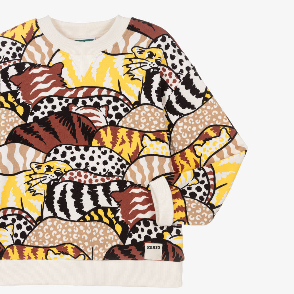 KENZO KIDS-Brown & Beige Animal Camouflage Sweatshirt | Childrensalon