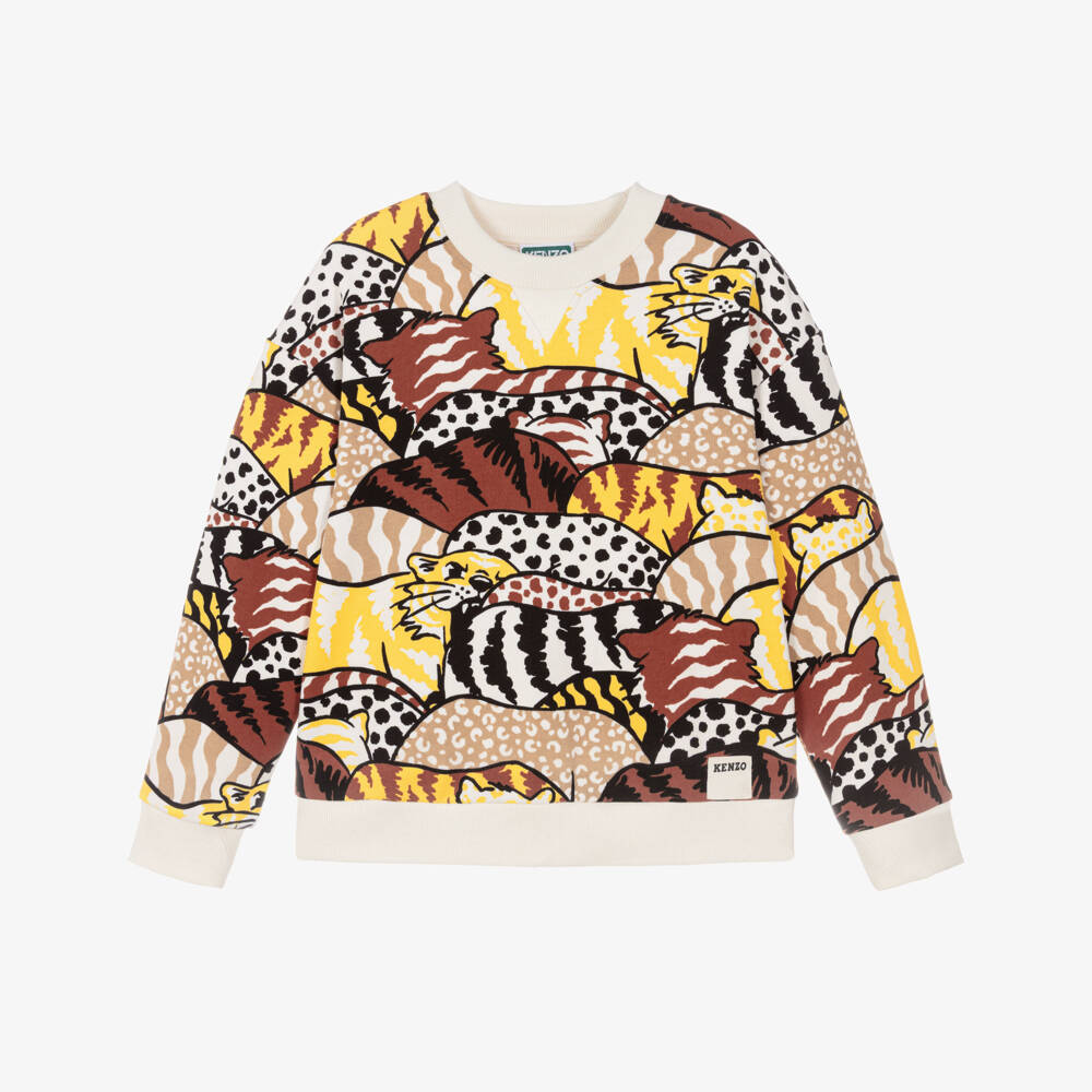 KENZO KIDS-Brown & Beige Animal Camouflage Sweatshirt | Childrensalon