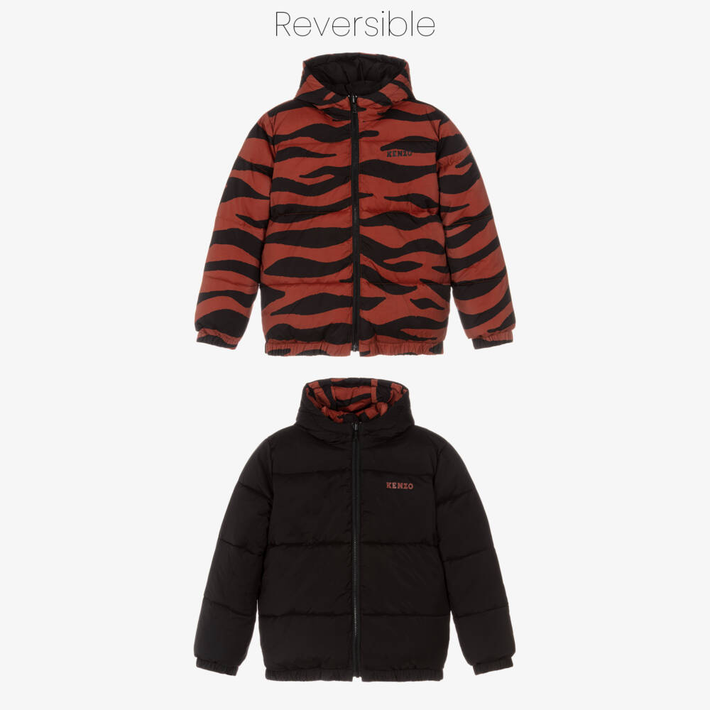 KENZO KIDS-Brown & Black Reversible Tiger Stripe Jacket | Childrensalon