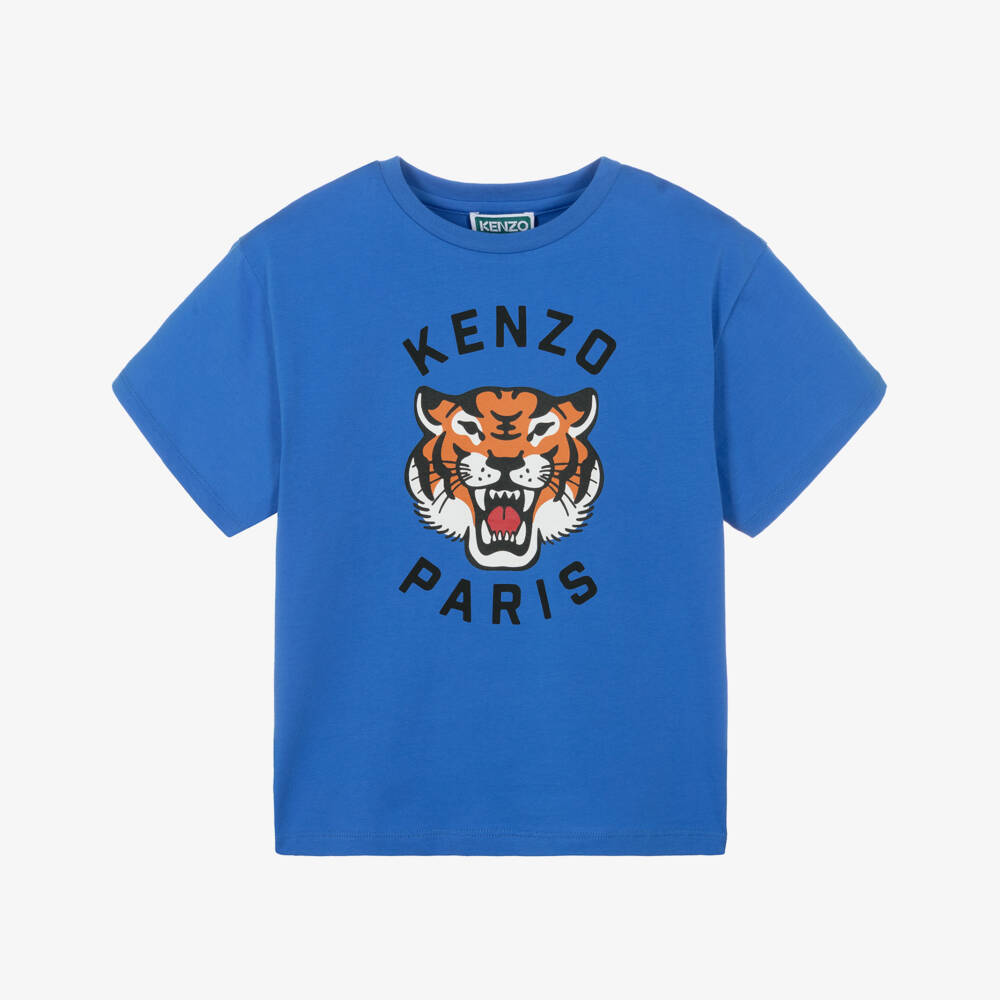 KENZO KIDS-Cobalt Blue Lucky Tiger Cotton T-Shirt | Childrensalon