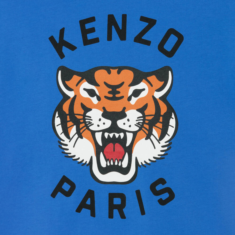 KENZO KIDS-Cobalt Blue Lucky Tiger Cotton T-Shirt | Childrensalon