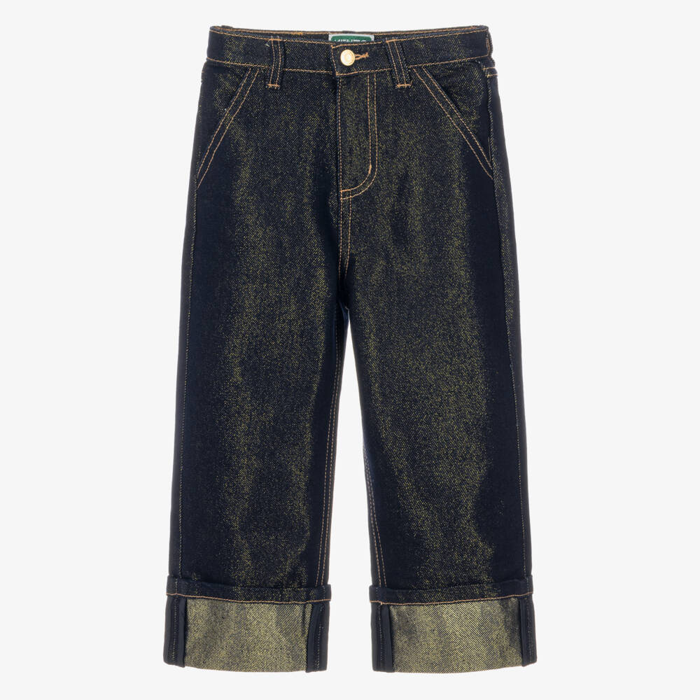 KENZO KIDS-Dark Blue & Gold Denim Jeans | Childrensalon