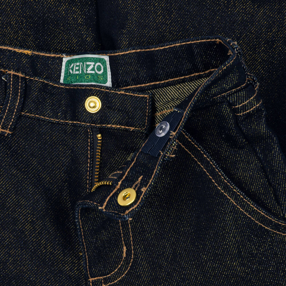 KENZO KIDS-Dark Blue & Gold Denim Jeans | Childrensalon