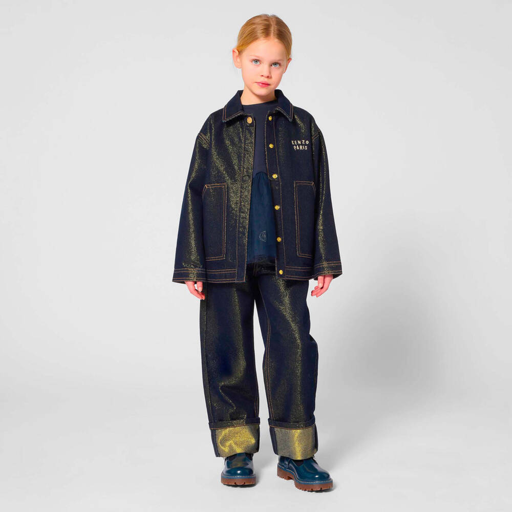 KENZO KIDS-Dark Blue & Gold Denim Jeans | Childrensalon