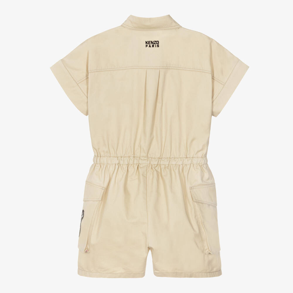 KENZO KIDS-Girls Beige Cotton Playsuit | Childrensalon