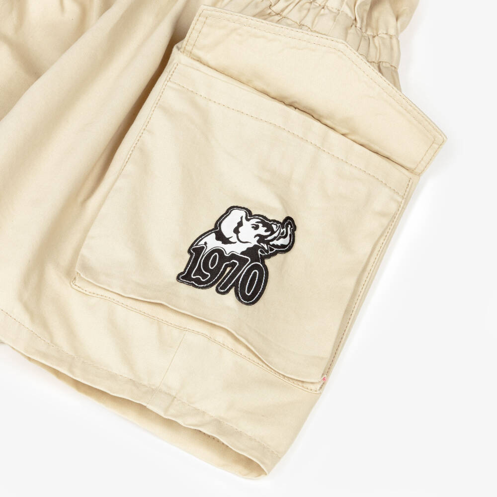 KENZO KIDS-بلاي سوت قطن برقعة شعار الفيل لون بيج للبنات | Childrensalon