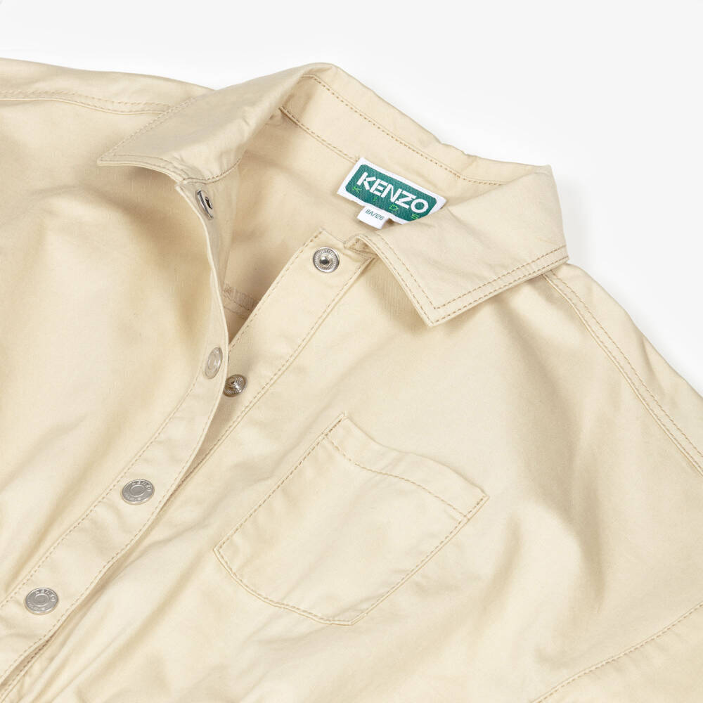 KENZO KIDS-بلاي سوت قطن برقعة شعار الفيل لون بيج للبنات | Childrensalon