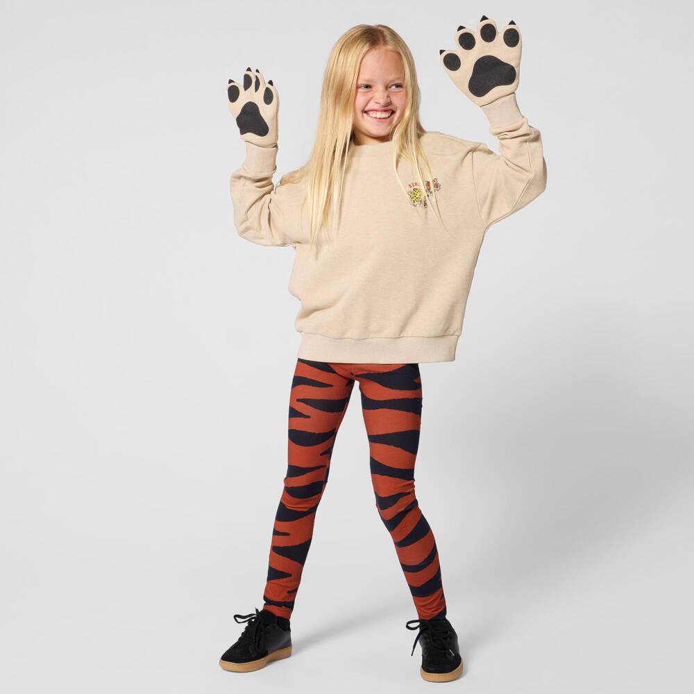 KENZO KIDS-Girls Beige Sweatshirt with Tiger Paw Mittens | Childrensalon