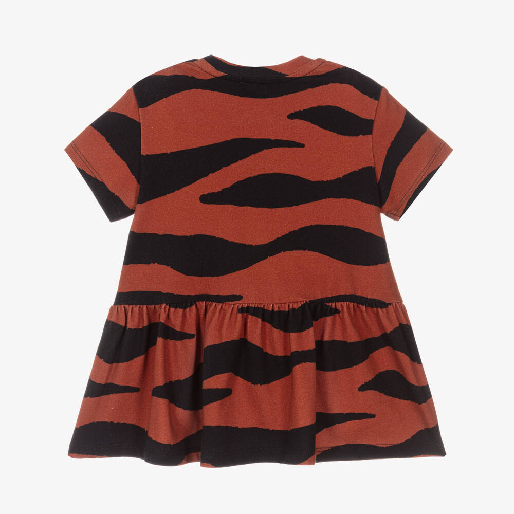 KENZO KIDS-Girls Brown & Black Tiger Print Cotton Dress | Childrensalon