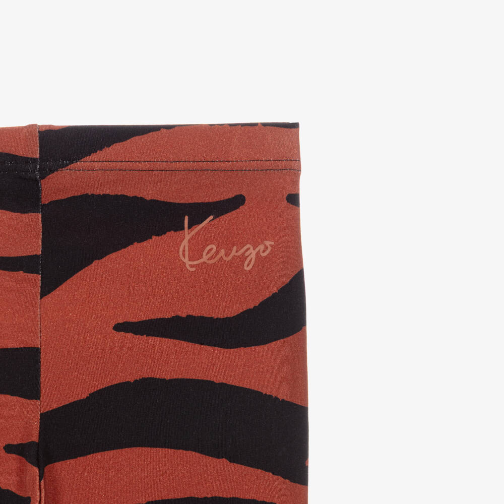 KENZO KIDS-Girls Brown Tiger Stripe Leggings | Childrensalon
