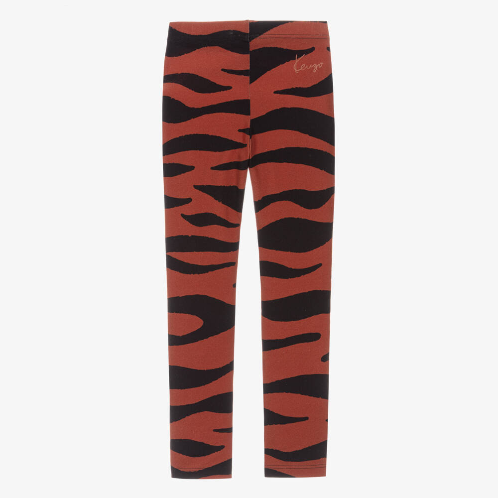 KENZO KIDS-Girls Brown Tiger Stripe Leggings | Childrensalon
