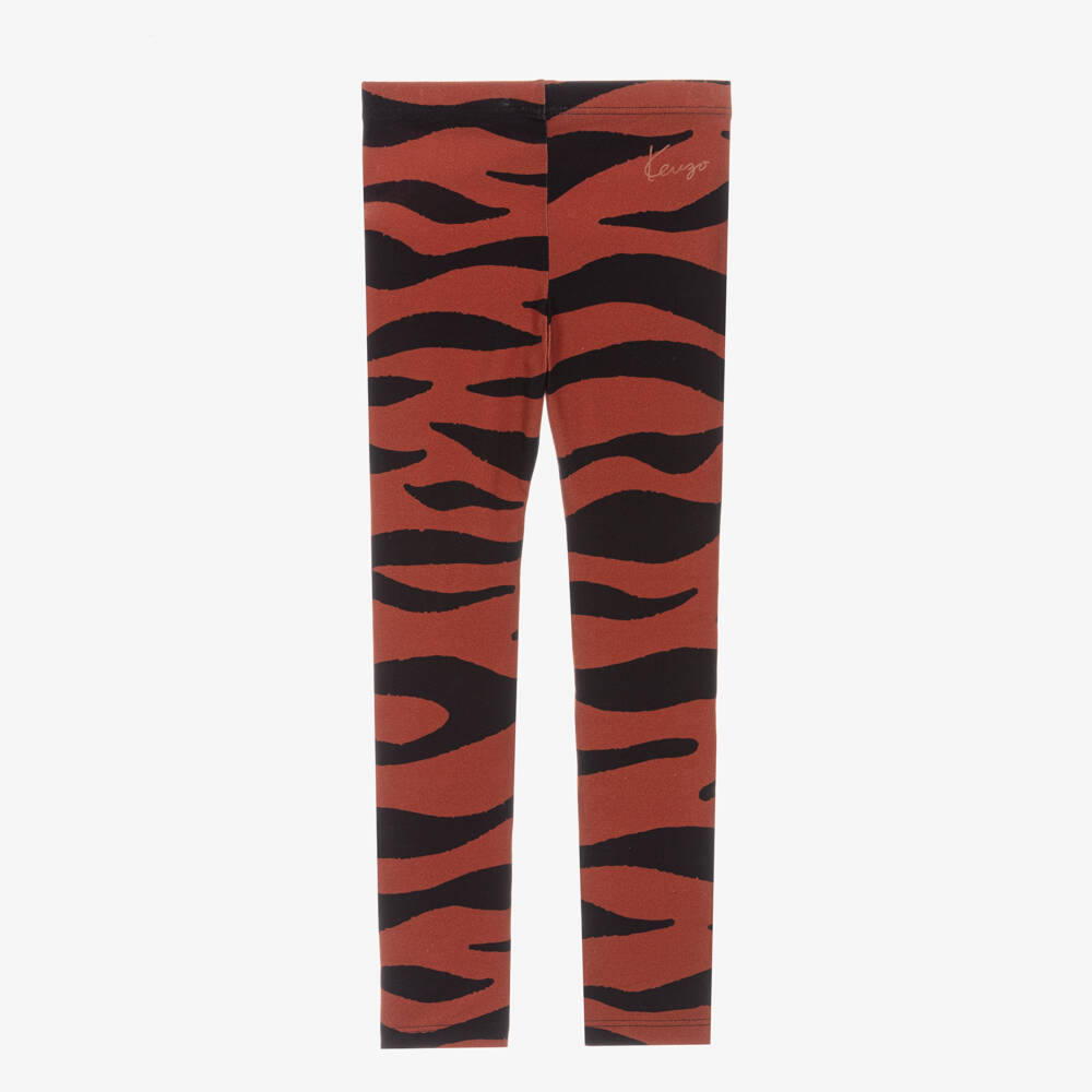 KENZO KIDS-Girls Brown Tiger Stripe Leggings | Childrensalon